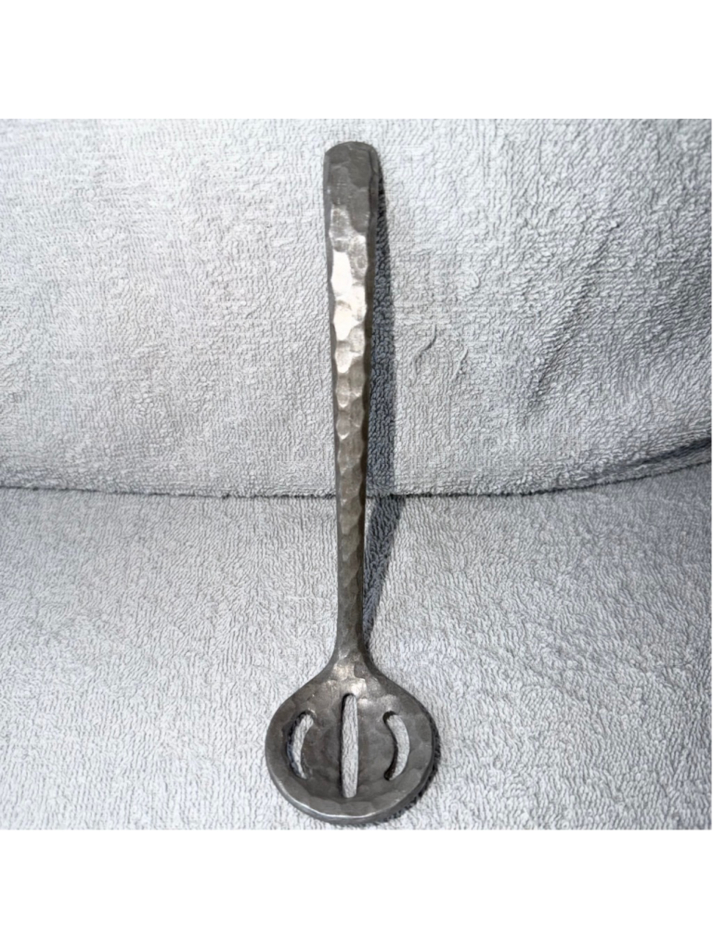 Vintage Hammered Aluminum Slotted Nut/Candy Serving Spoon Unique